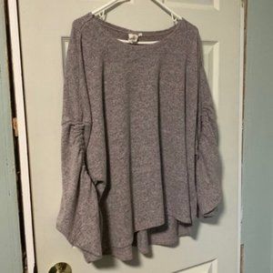 Alkamy Heathered purple Drawstring Sleeve Knit Sweater Stretch Cozy XL